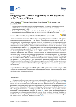 Hedgehog and Gpr161: Regulating Camp Signaling in the Primary Cilium