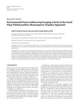 Environmental Factors Influencing Foraging Activity in the Social Wasp