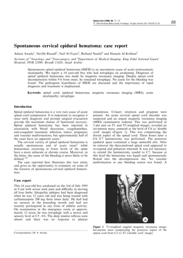 Spontaneous Cervical Epidural Hematoma: Case Report
