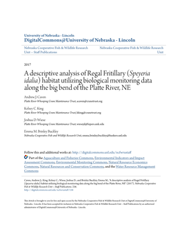 A Descriptive Analysis of Regal Fritillary (<I>Speyeria Idalia</I>)