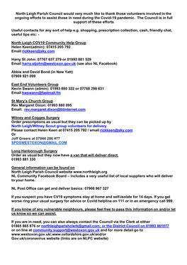 North Leigh Parish Council Covid 19 Communication 04 05 2020.Pdf