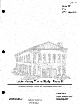 Labor History Theme Study: Phase Ill