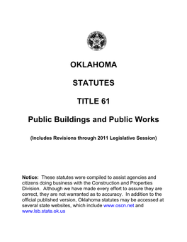 OKLAHOMA STATUTES TITLE 61 Public Buildings and Public Works