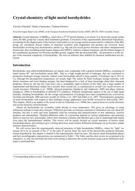 Crystal Chemistry of Light Metal Borohydrides