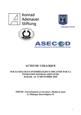 Actes Du Colloque Dialogue Interreligieux 2010