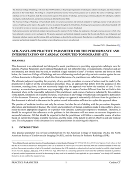 American College of Radiology – Practice Parameter for Cardiac CT