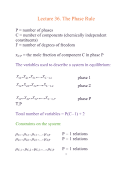 Lecture 36. the Phase Rule