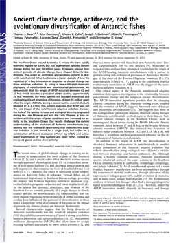 Ancient Climate Change, Antifreeze, and the Evolutionary Diversification of Antarctic Fishes