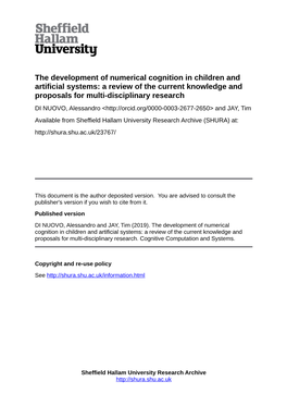 The Development of Numerical Cognition in Children and Artificial