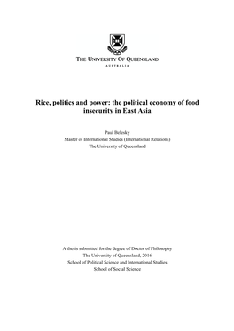 The Political Economy of Food Insecurity in East Asia