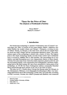 Three for the Price of One the Dialects of Kerkennah (Tunisia)