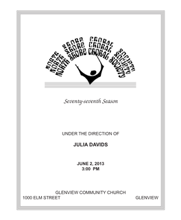 June 2, 2013 Concert Program Booklet (Text Only)