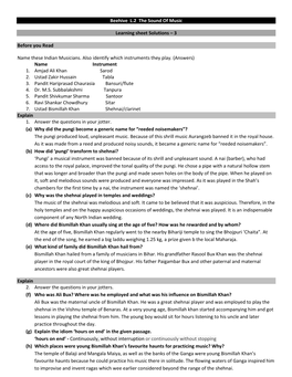 Beehive L.2 the Sound of Music Learning Sheet Solutions – 3 Before You Read Name These Indian Musicians. Also Identify Which