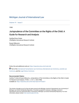 Jurisprudence of the Committee on the Rights of the Child: a Guide for Research and Analysis