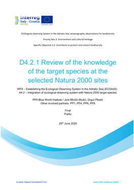 D4.2.1 Review of the Knowledge of the Target Species at the Selected