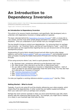 An Introduction to Dependency Inversion Page 1 of 12