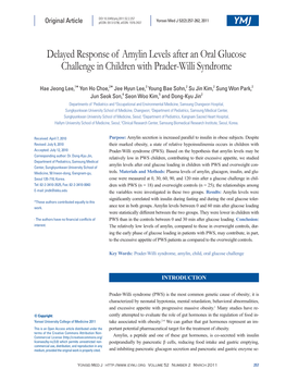 Delayed Response of Amylin Levels After an Oral Glucose Challenge in Children with Prader-Willi Syndrome