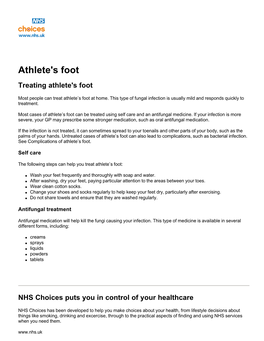 Athlete's Foot Treating Athlete's Foot