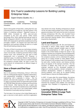 Eric Yuan's Leadership Lessons for Building Lasting Enterprise Value Eapen Chacko (Queblo, Inc
