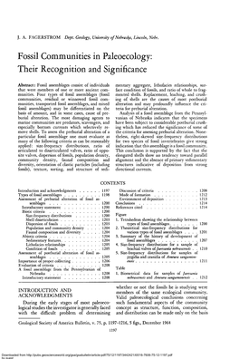 Fossil Communities in Paleoecology: Their Recognition and Significance