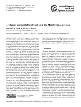 Jetstream and Rainfall Distribution in the Mediterranean Region