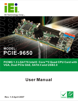 PCIE-9650 PICMG 1.3 CPU Card Page I