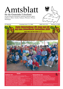 Für Die Gemeinde Uckerland Das Amtsblatt Wird Im Bereich Der Gemeinde Achtmal Im Jahr Kostenlos an Alle Hauhalte Verteilt