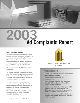 Ad Complaints Report