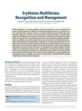 Erythema Multiforme:​ Recognition and Management Kathryn P