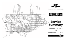 Service Summary October 13, 2013 to November 23, 2013