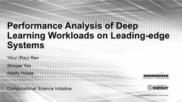Performance Analysis of Deep Learning Workloads on Leading-Edge Systems