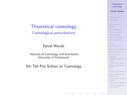 Cosmological Perturbations Power Spectrum Vector Perturbations Tensor Perturbations