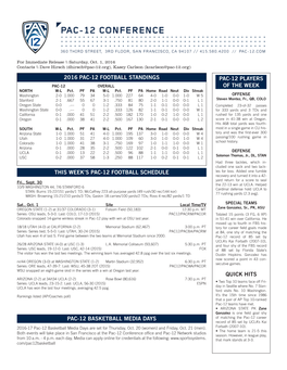 2016 Pac-12 Football Scoreboard