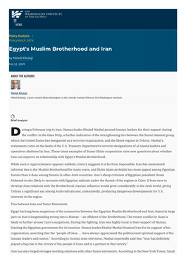 Egypt's Muslim Brotherhood and Iran | the Washington Institute