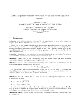 DRS: Diagonal Dominant Reduction for Lattice-Based Signature Version 2
