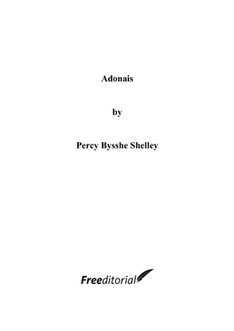 Adonais by Percy Bysshe Shelley