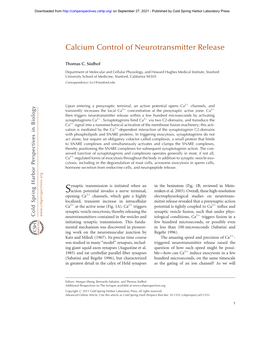 Calcium Control of Neurotransmitter Release