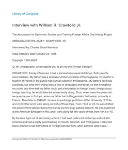 Interview with William R. Crawford Jr