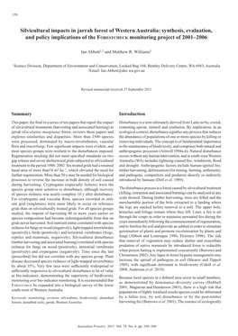 Silvicultural Impacts in Jarrah Forest of Western Australia