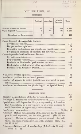 October Term, 1950 Statistics