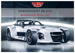 DONKERVOORT D8 GTO Brochure & Price List