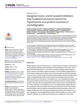 Designed Mono- and Di-Covalent Inhibitors Trap Modeled Functional Motions for Trypanosoma Cruzi Proline Racemase in Crystallography