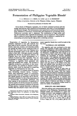 Fermentation of Philippine Vegetable Blends1