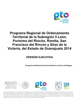 Programa Regional De Ordenamiento Territorial De La Subregión 5 León