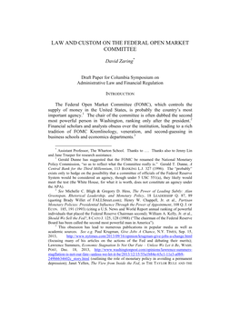 Law and Custom on the Federal Open Market Committee