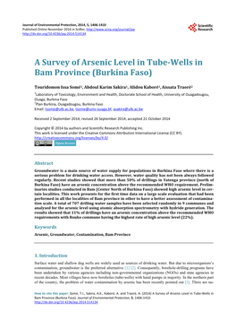 A Survey of Arsenic Level in Tube-Wells in Bam Province (Burkina Faso)