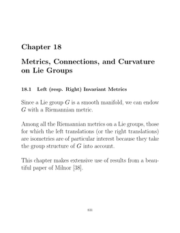 Chapter 18 Metrics, Connections, and Curvature on Lie Groups