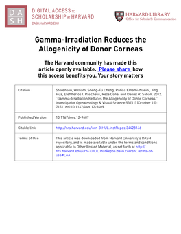 Gamma-Irradiation Reduces the Allogenicity of Donor Corneas