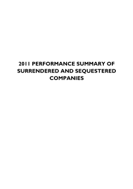 Summary of Surrendered and Sequestered Companies