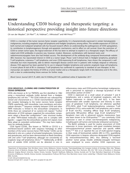 Understanding CD30 Biology and Therapeutic Targeting: a Historical Perspective Providing Insight Into Future Directions